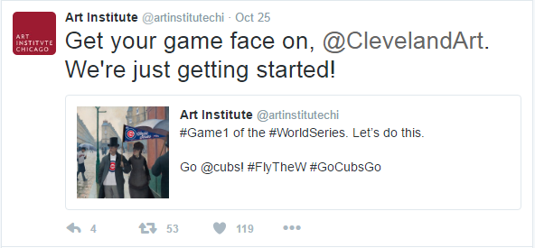 Cubs Art Institute tweet
